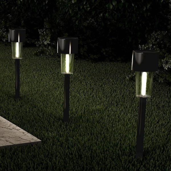 12 2 In Black Outdoor Integrated Led, Home Depot Solar Led Landscape Lights