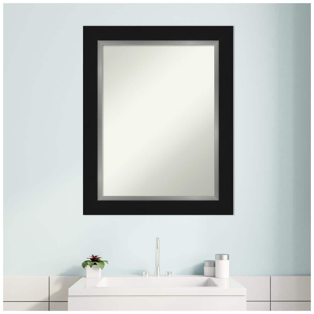 Eva Black Silver Rectangular Bathroom Vanity Wall Mirror - 36" x 30.34"