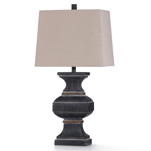 StyleCraft Malta 33 in. Rubbed Slate Finished Base with Painted Copper Highlights Bedside Lamp