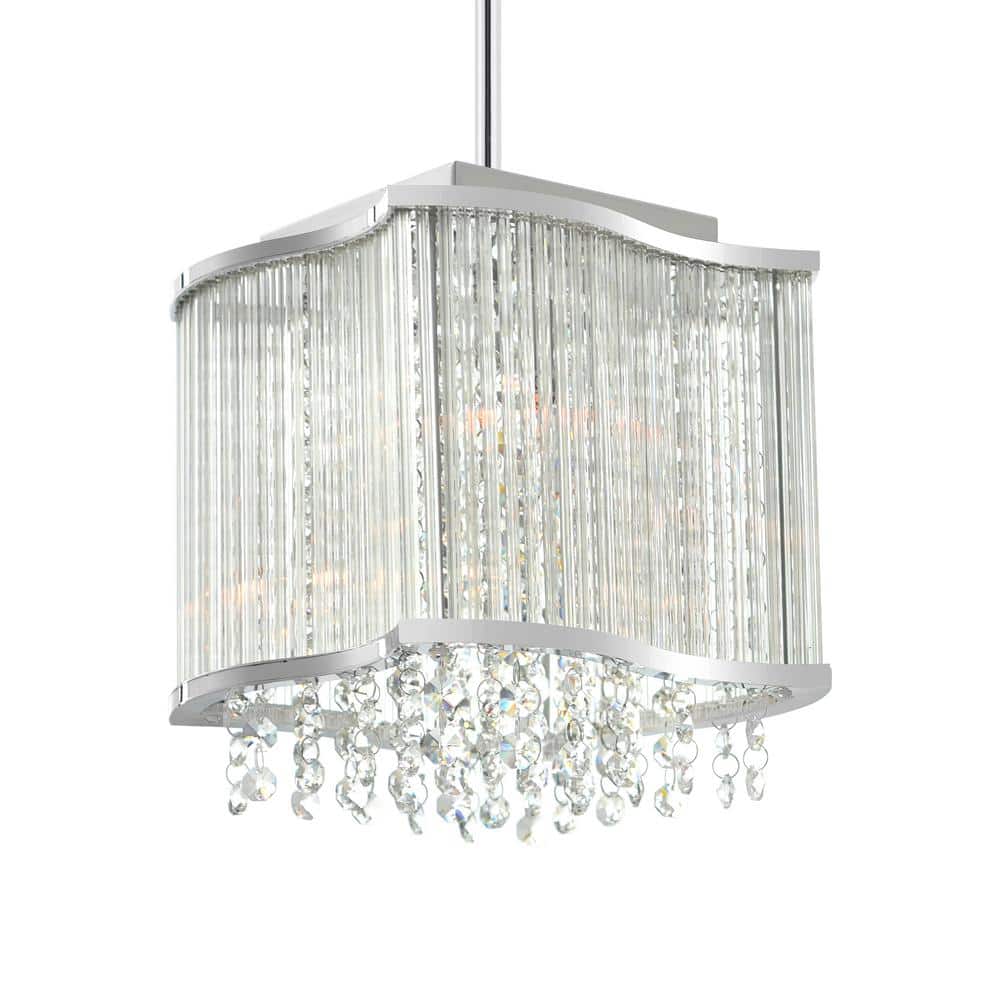 Elsa Crystal Chrome LED Mini Drum Pendant Light
