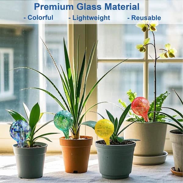 OGETFUUR 6-Piece Self Watering Globes, Automatic Glass Plant Watering Bulbs for for Daily Plant Care, Small