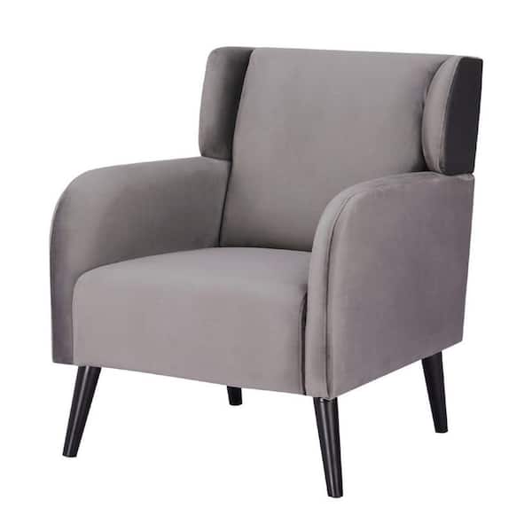 Benjara Gray and Black Fabric Arm Chair with Splayed Legs