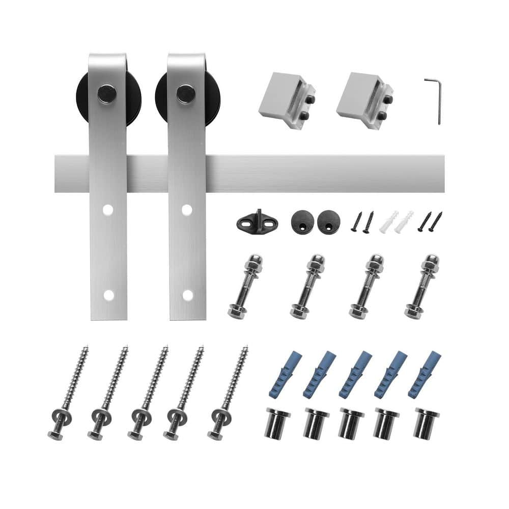 6 ft. Sliding Barn Door Hardware Kit, Silver J-Style Rollers,330lbs., Fits 36 in. Doors,1-3/8-1-3/4 in.Thick 2025 update price history on PriceWatchPro