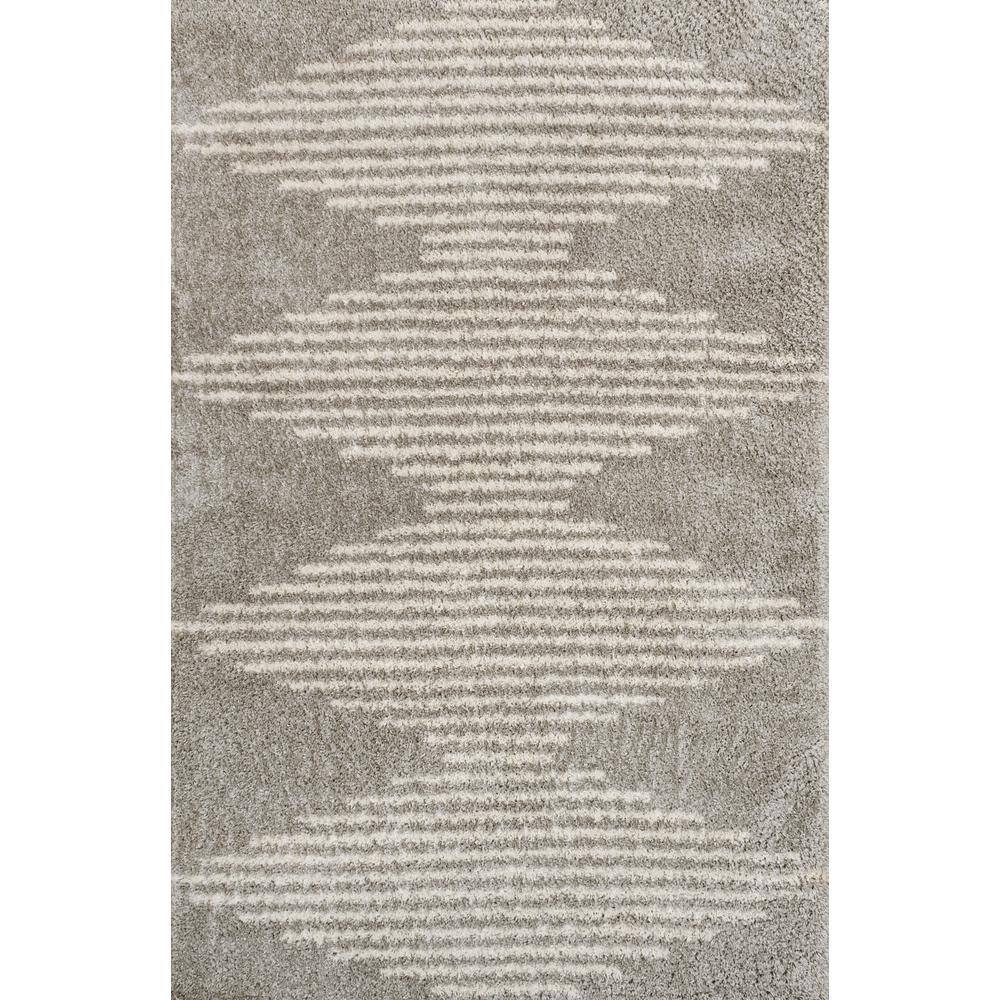 Gray and Ivory Diamond Stripe Geometric Shag Area Rug 4' x 6'