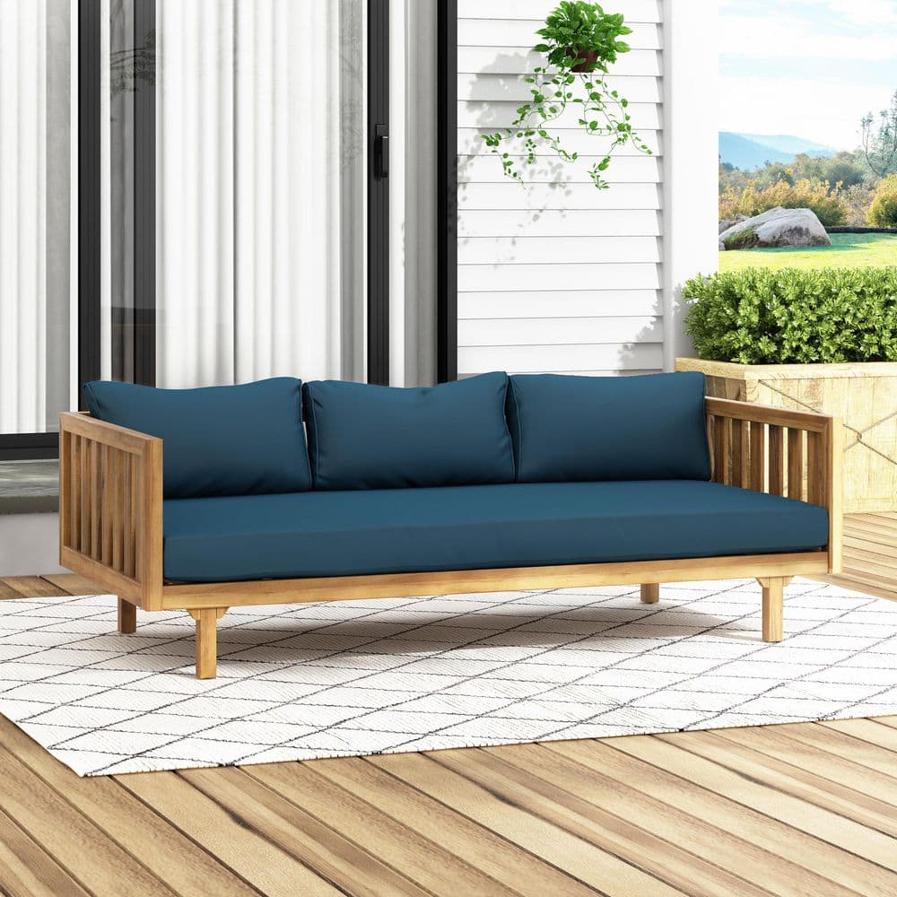Teak Outdoor Patio Day Bed with Dark Teal Cushions price history on PriceWatchPro