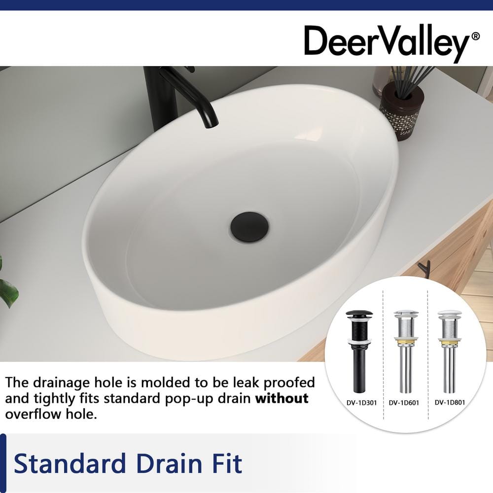 White Ceramic Oval Vessel Bathroom Sink, 19.7"