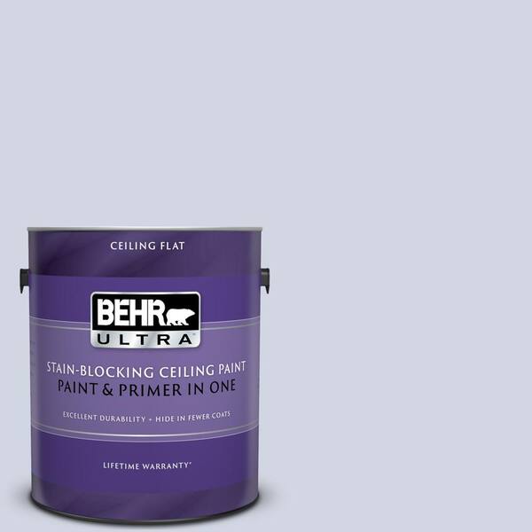 BEHR ULTRA 1 gal. #UL240-11 Hint Of Violet Ceiling Flat Interior Paint and Primer in One