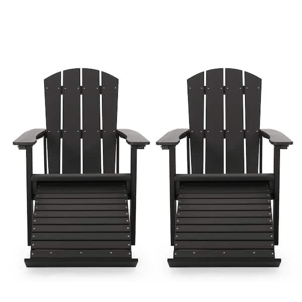 Noble House Cosette Black Faux Wood Outdoor Patio Adirondack Chair (2-Pack)