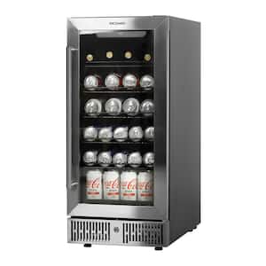 15 in. Single Zone 24-Wine Bottles 32-Cans Beverage and Wine Cooler in Black