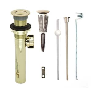 JONES STEPHENS Toe Touch White Plastic Tubular 2-Hole Bath Waste and  Overflow Tub Drain Direct T-Waste Full Kit in Polished Brass B07126 - The  Home Depot