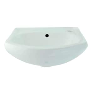 Dell Offset Faucet 16-1/8 in. Wall Mounted Bathroom Sink in White with Overflow