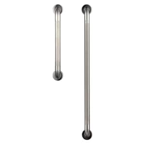 18 in. x 1-1/2 in. and 36 in. x 1-1/2 in. ADA Compliant Concealed Peened Grab Bar Combo in Polished Stainless Steel