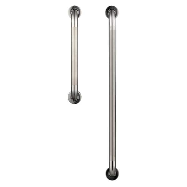 Glacier Bay 18 in. x 1-1/2 in. and 36 in. x 1-1/2 in. ADA Compliant Concealed Peened Grab Bar Combo in Polished Stainless Steel