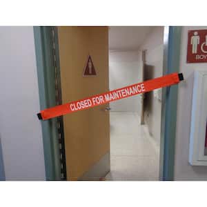 Nylon Safety Barrier with Magnetic Ends Closed for Maintenance Imprint Fits up to a Standard 36 in. W Doorway