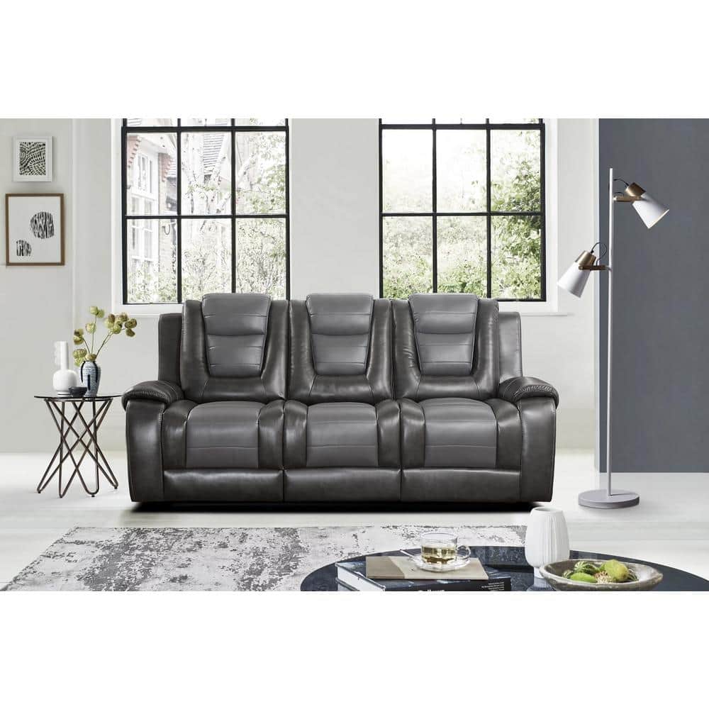 Danio 85.5in. W Straight Arm Faux Leather Rectangle Manual Reclining Sofa w