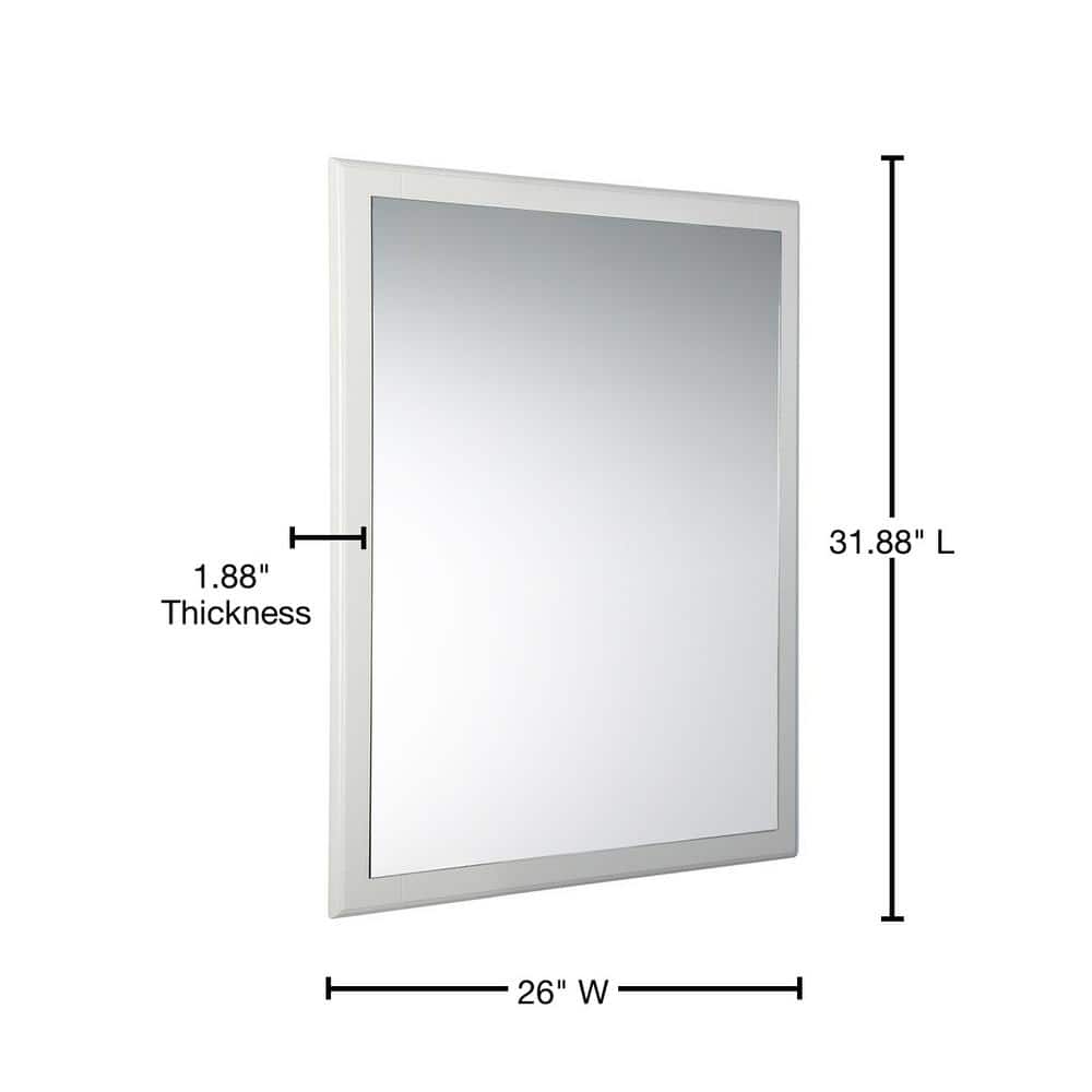 Elegant Antique White Carved Wood 26" Rectangular Vanity Mirror