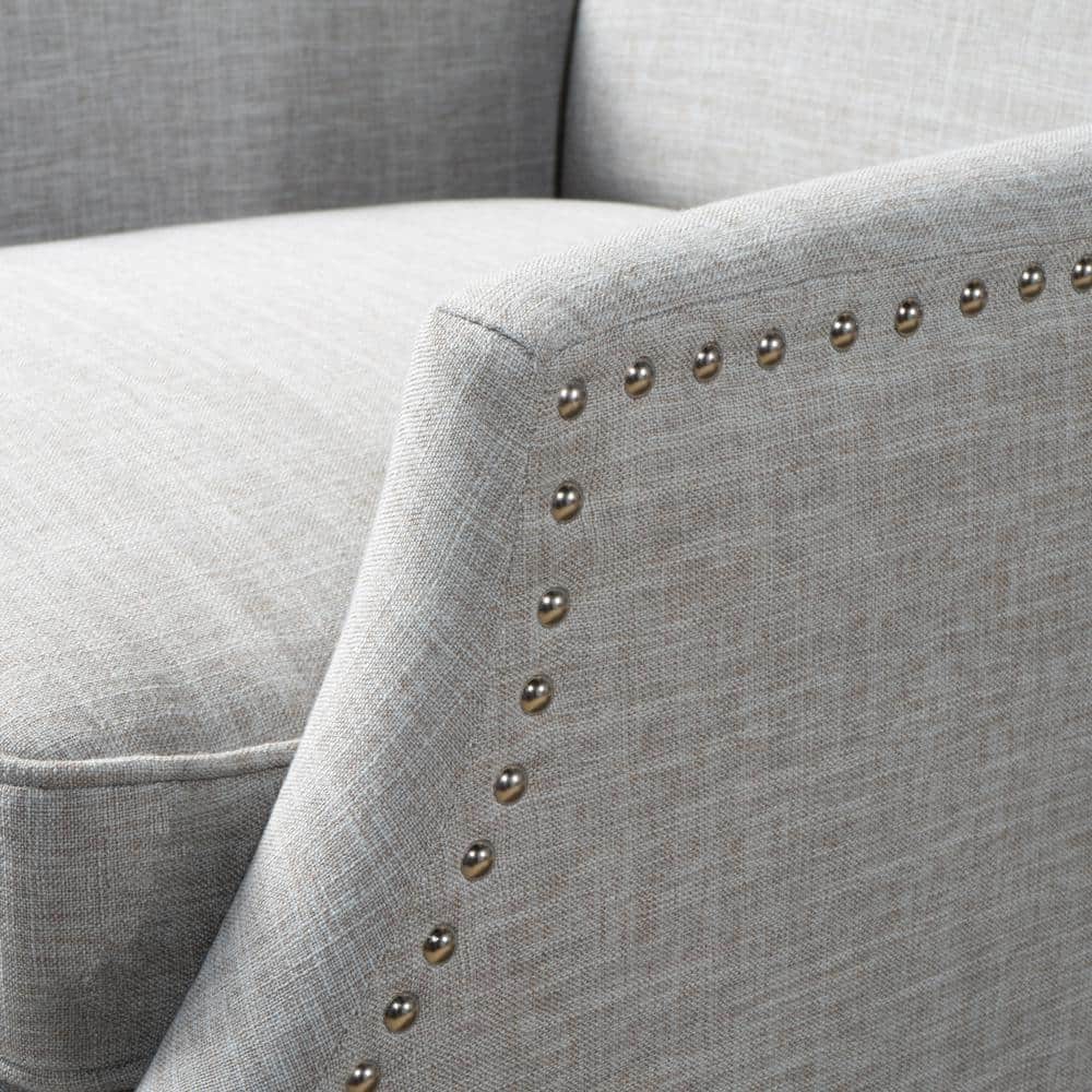 Gray Moss Wing Chair Recliner with Plush Polyester Upholstery