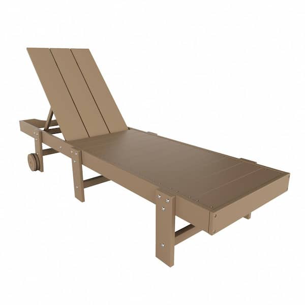 WESTIN OUTDOOR Laguna Weatherwood Fade Resistant HDPE All Weather Plastic Outdoor Patio Reclining Adjustable Chaise Lounge with Wheels