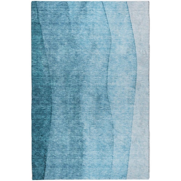 Dream Shag Premium Machine Washable Abstract ADS690 Teal 2 ft. x 3 ft. Accent Rug