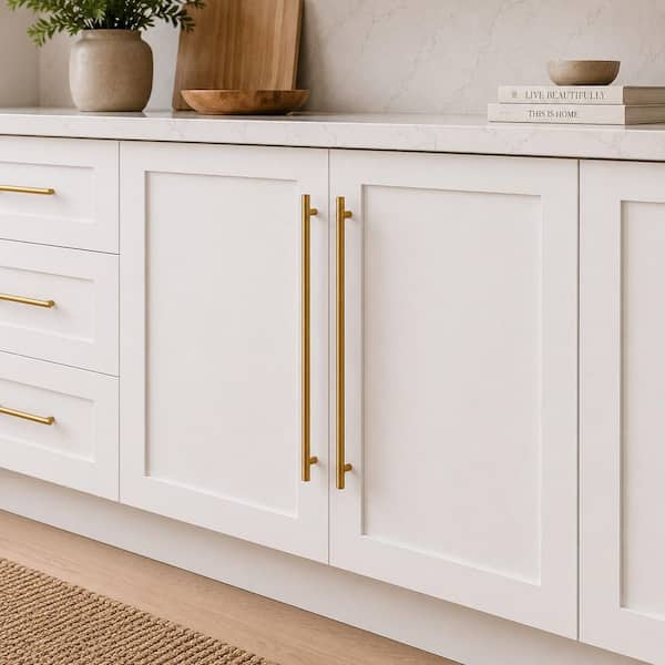 10-Pack Hollis 7-9/16 in. (192mm) Brushed Gold Cabinet Bar Pulls