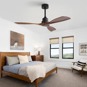 48 in. Indoor/Outdoor Black Wood Ceiling Fan without Lights, 6-Speed Remote Control