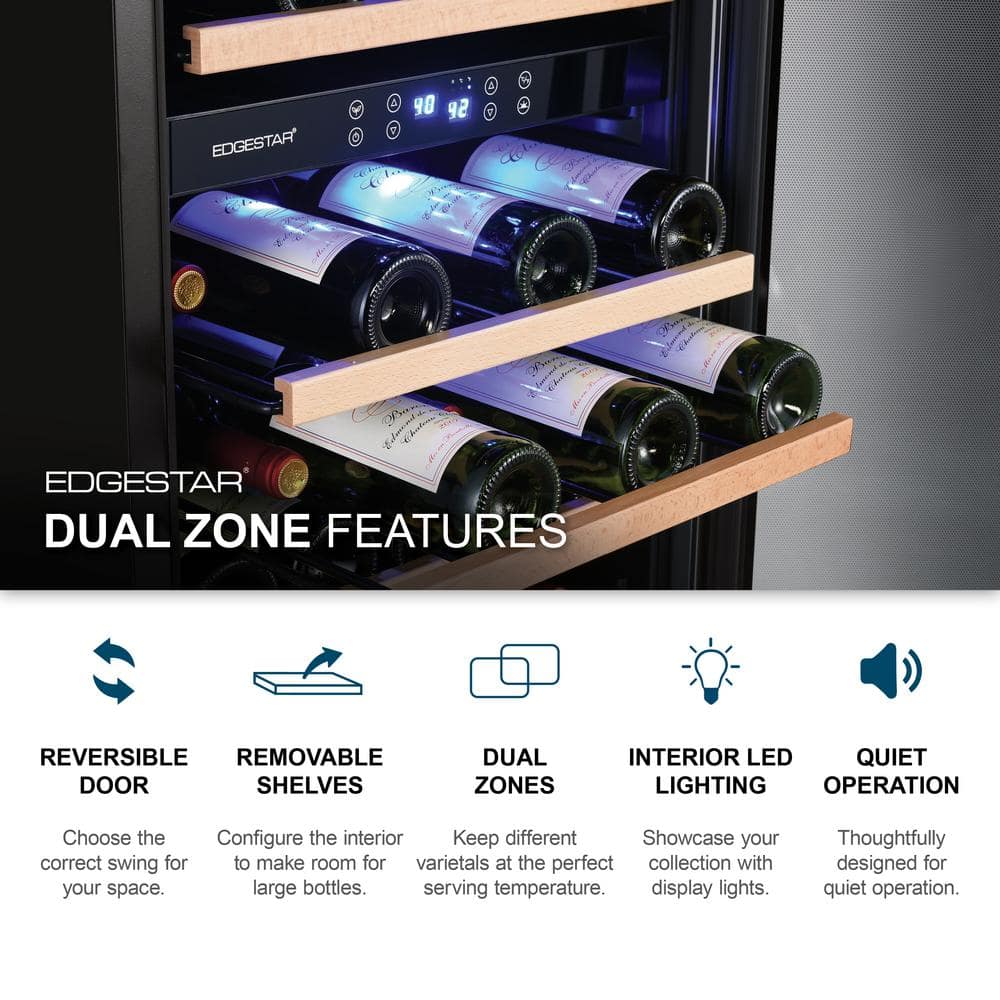 141 Bottle Dual Zone Stainless Steel Wine Refrigerator with Interior Lighting
