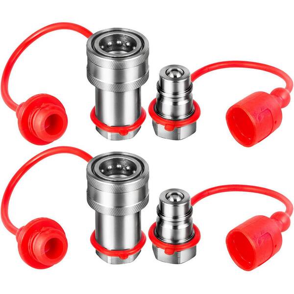 SKYSHALO Spherical Face Hydraulic Couplers 1/4 in. Body 1/4 in. NPT Thread,Skid Steer Quick Connect Couplings,Hydraulic Fittings