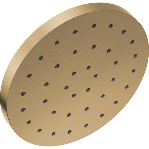 Delta 1-Spray Pattern with 2.5 GPM 12 in. Ceiling Mount Fixed Shower Head with H2Okinetic UltraSoak Spray in Champagne Bronze