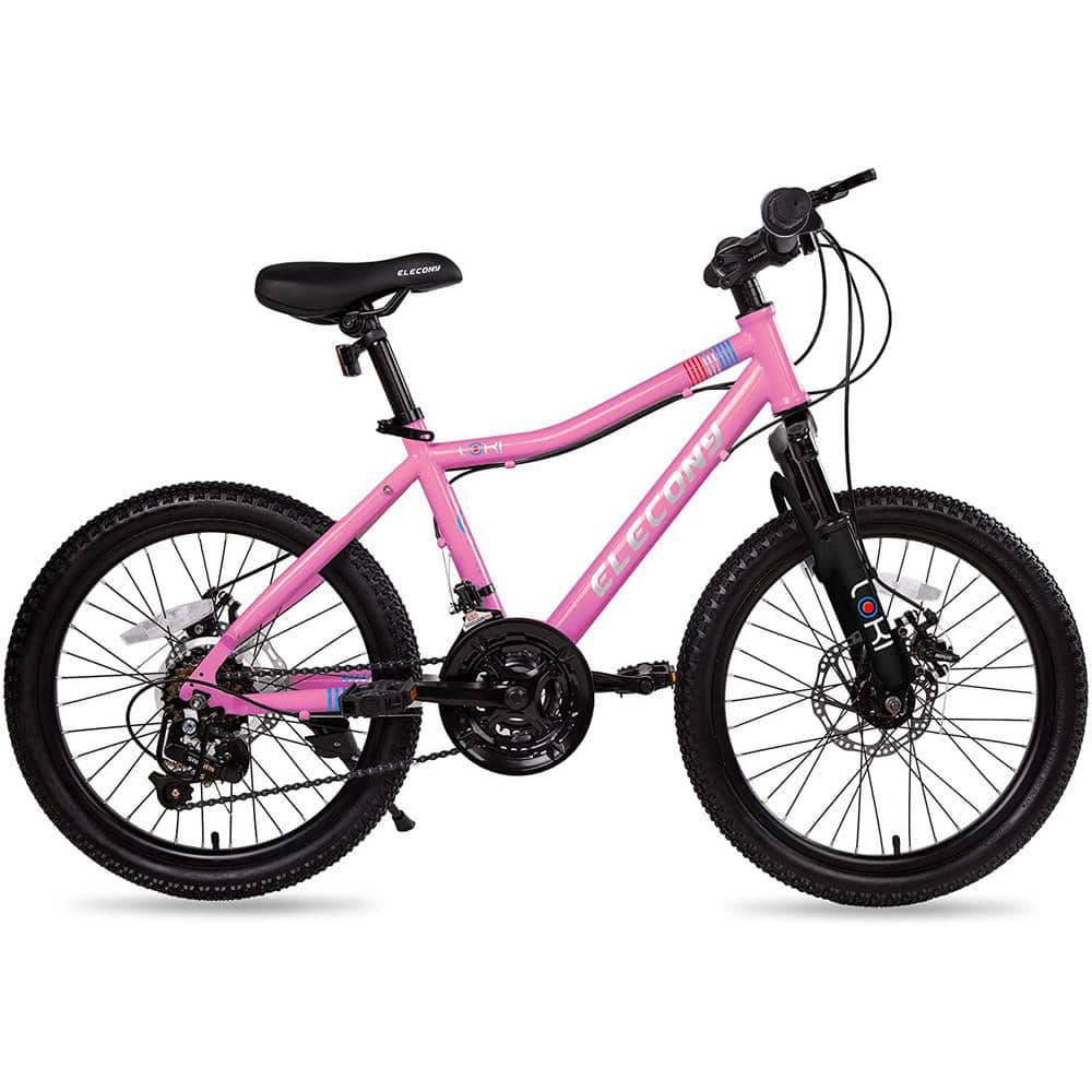 20 in. Kids Pink Mountain Bike 21 Speed Bicycle with Dual Suspension Safer Brake System, Reds/Pinks