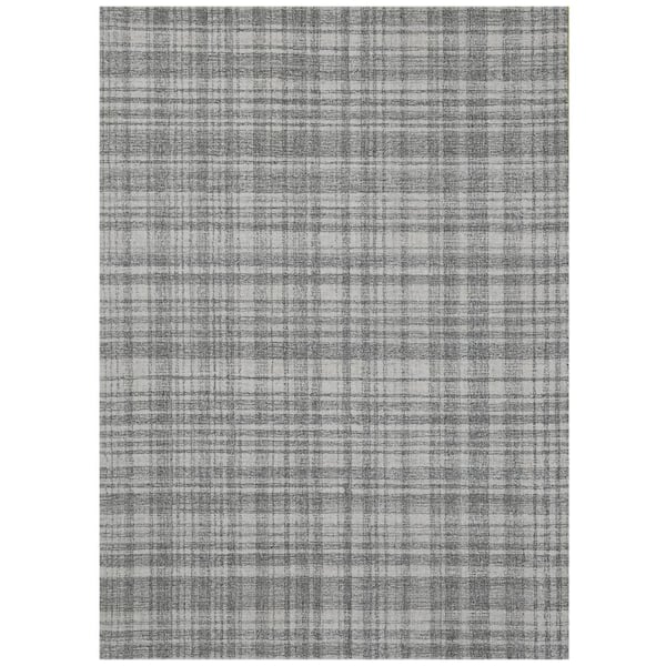 Amer Rugs Laurel Kate White/Gray 8 ft. 6 in. x 11 ft. 6 in. Transitional Plaid Area Rug