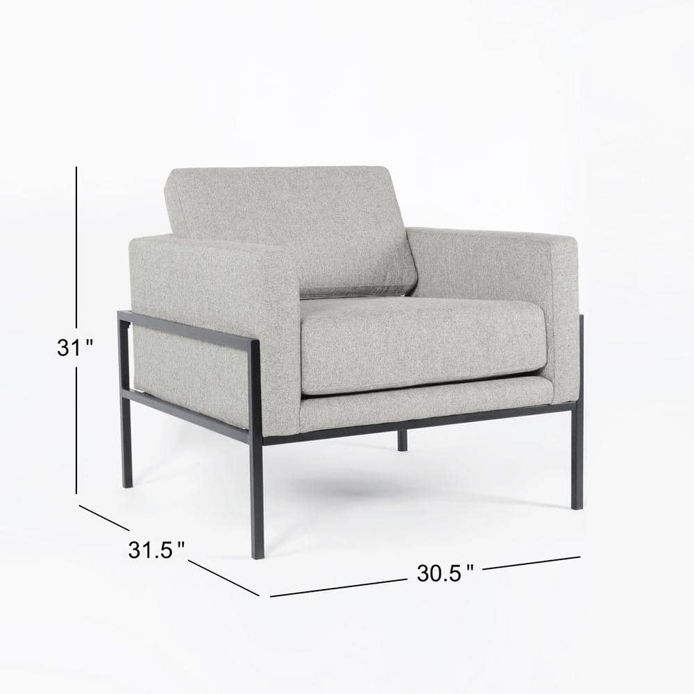 Gray Faux Leather and Metal Modern Accent Chair
