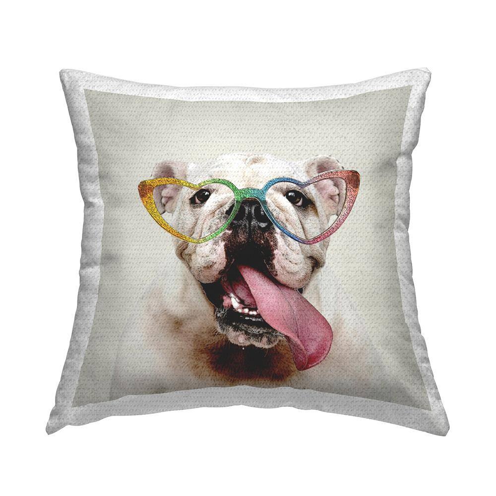 Rainbow Glasses Happy Dog Beige Square Outdoor Throw Pillow price history on PriceWatchPro