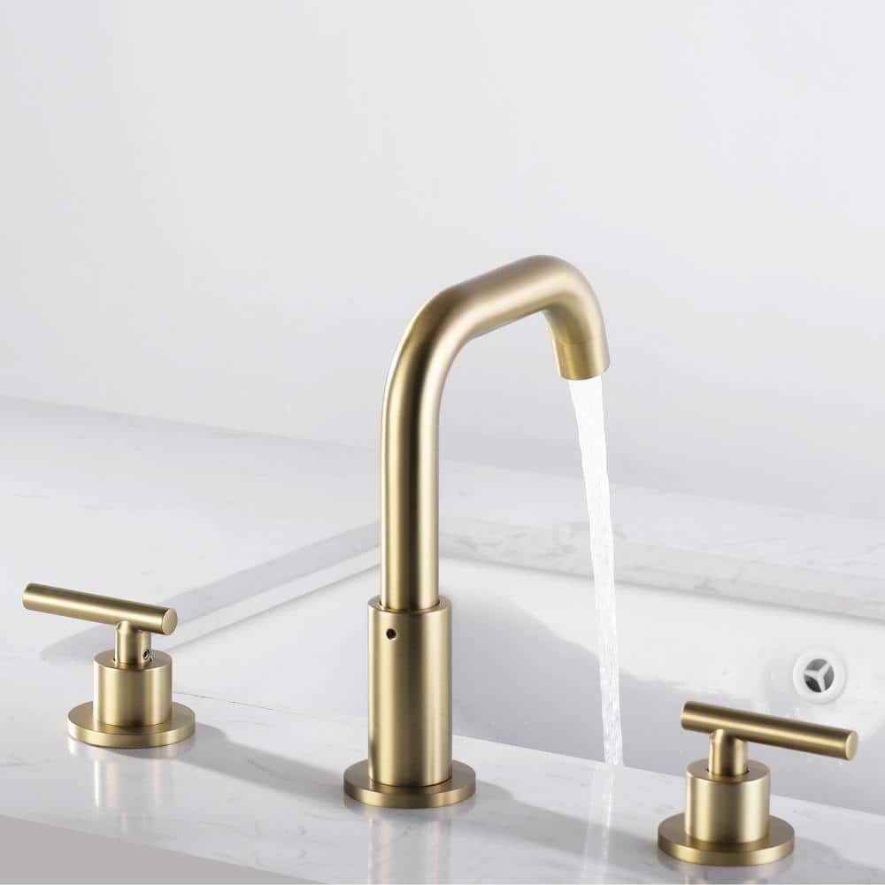 Brushed Gold Solid Brass Widespread Bathroom Faucet
