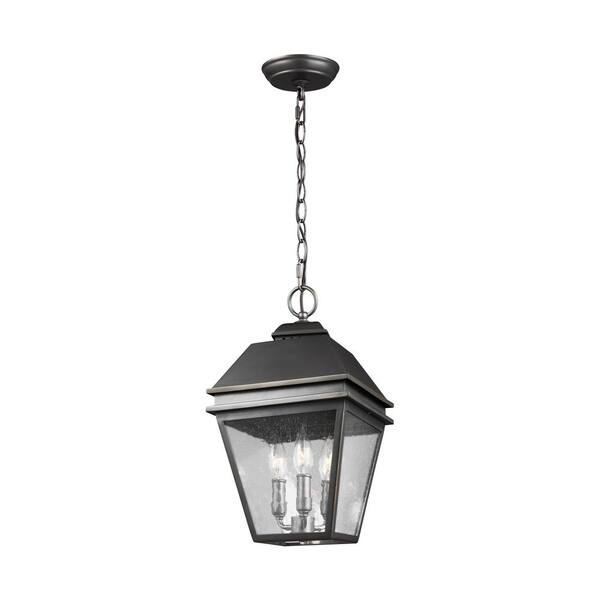 Generation Lighting Herald 3-Light Antique Bronze Outdoor Hanging Pendant Lantern