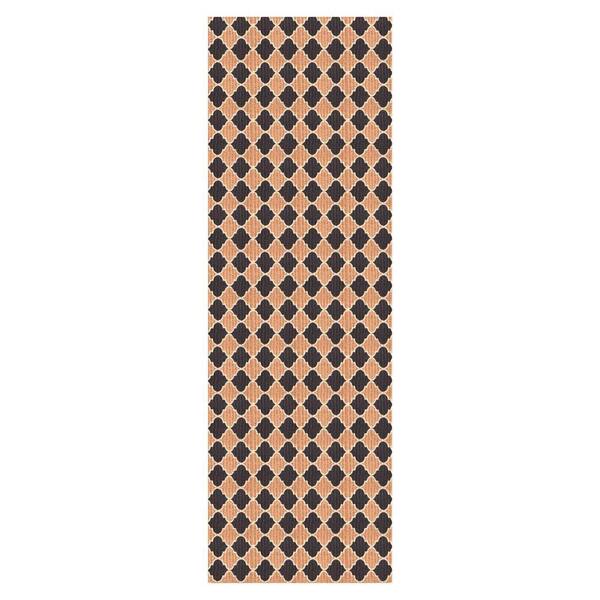 Heavy Duty Black and Beige 36 in. W x 34 ft. L Indoor/Outdoor Trellis Runner Rug