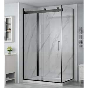 48 in. x 32 in. x 79.2 in. Rectangular Corner Shower Stall/Kit in Black with Base and Walls