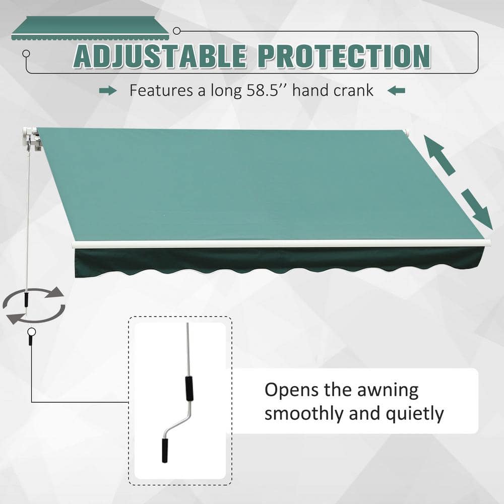 Green Aluminum and Steel Retractable Patio Awning with UV Protection