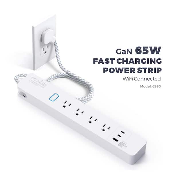 ECO4LIFE Wi-Fi Surge Protect Power Strip with 65W Fast Charge Station, 4 Smart Outlets, 2 USB-C and 1 USB-A Fast Charging ports