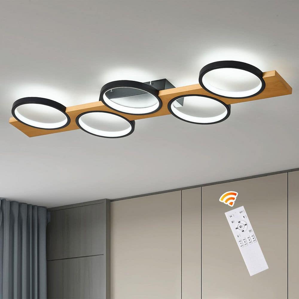 Genoci 39.37 in. Indoor 40-Watt Modern Black Unique Dimmable