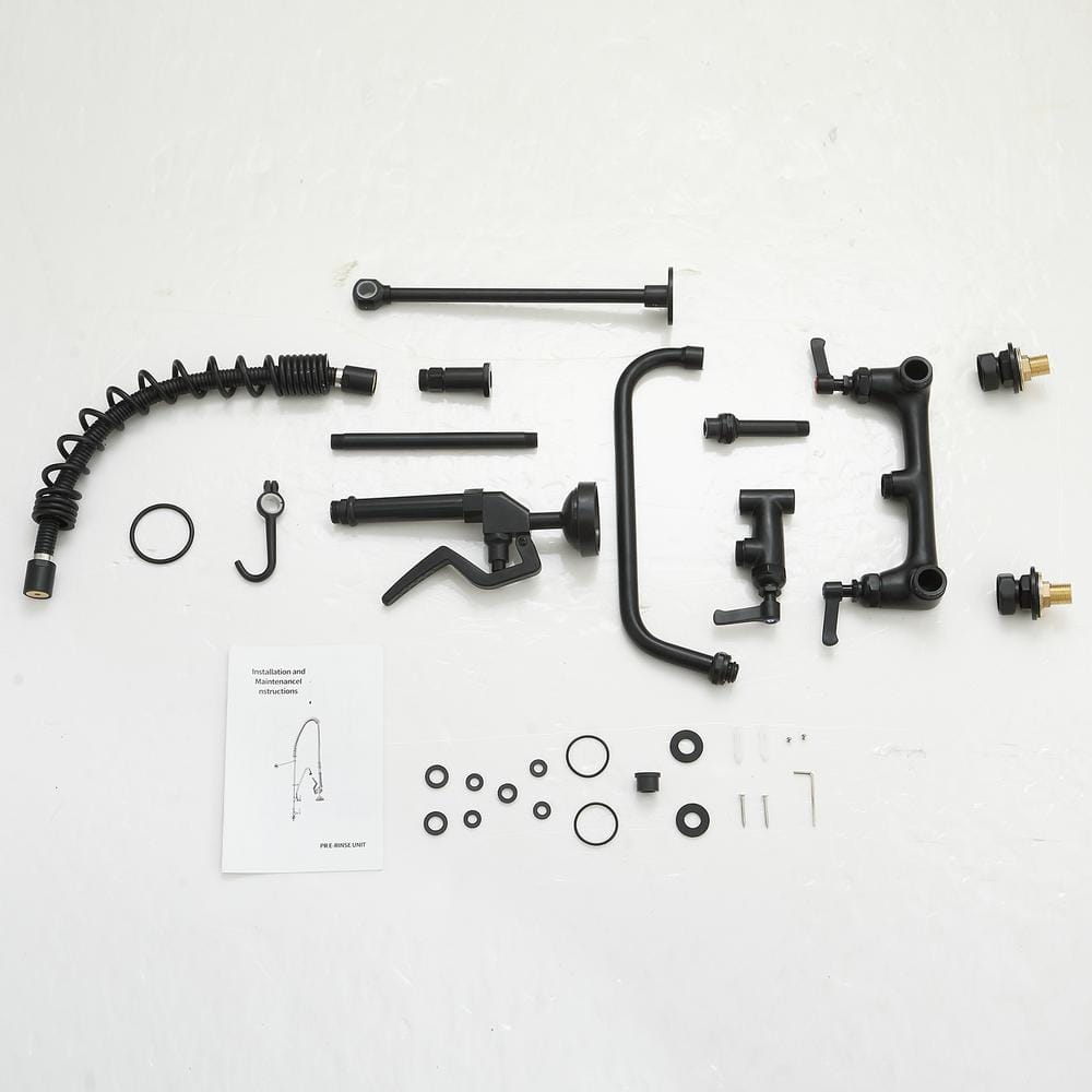 Matte Black Stainless Steel Wall-Mount Pull-Down Kitchen Faucet