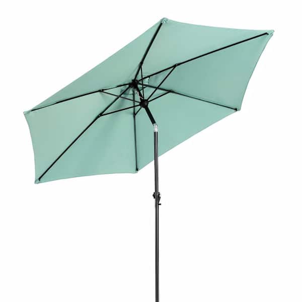 Unbranded 9 ft. Market Outdoor Patio Umbrella Picnic Table Umbrella with Push Button Tilt and Crank in Light Green