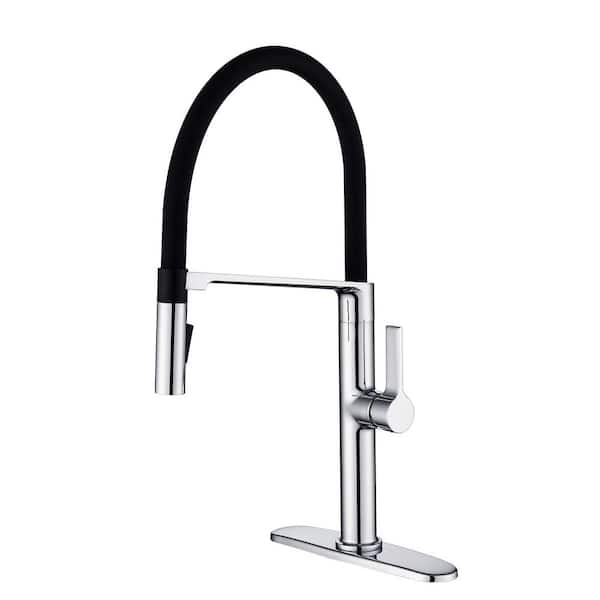 RAINLEX Magnetic Single Handle Pull Down Sprayer Kitchen Faucet with Deckplate and Water Supply Line Included in Chrome