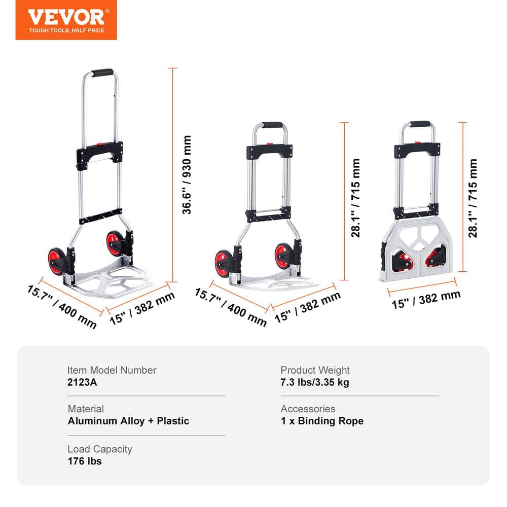 176 lbs Capacity Folding Aluminum Hand Truck & Dolly