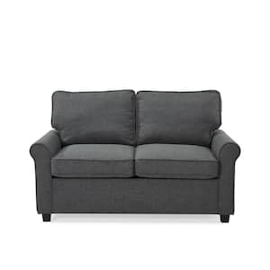 Addison 57 in. Dark Heather Grey Solid Polyester 2-Seat Twin Sofa Bed with Memory Foam Sleeper