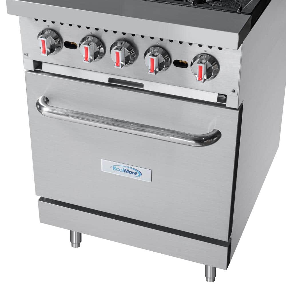 24 in Stainless Steel Commercial Gas Range with Built-in Oven