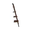 Black walnut bamboo ladder bookcase isolated on white.