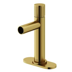 Ashford Single Handle Single-Hole Bathroom Faucet Set with Deck Plate in Matte Brushed Gold
