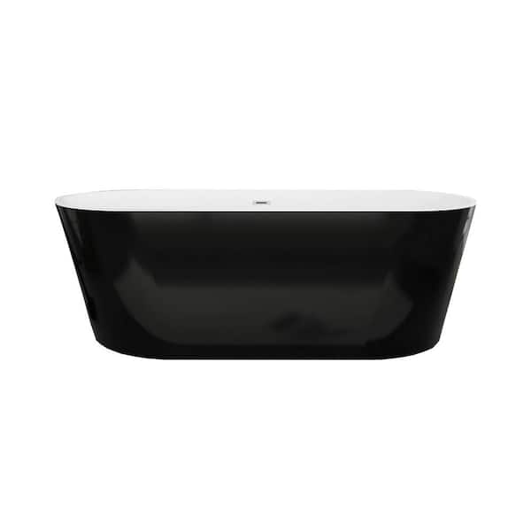 67 in. x 32 in. Acrylic Freestanding Soaking Bathtub in Black