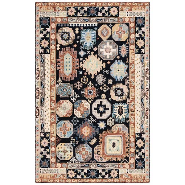 SAFAVIEH Aspen Black/Ivory 5 ft. x 8 ft. Bohemian Geometric Area Rug