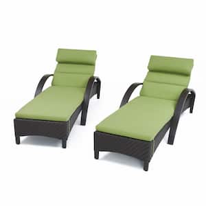 Barcelo 2-Piece Wicker Outdoor Chaise Lounge with Sunbrella Ginkgo Green Cushions